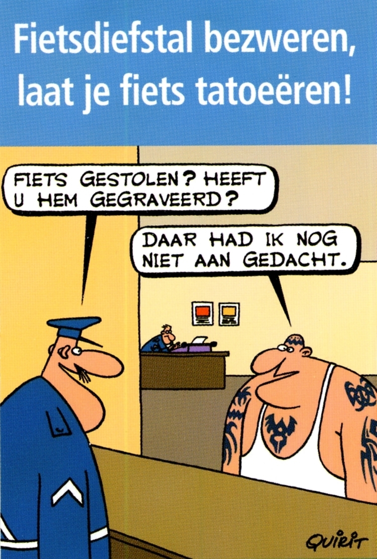 Cartoon fietsgraveren gebruikt met toestemming van de procincie Vlaams-Brabant